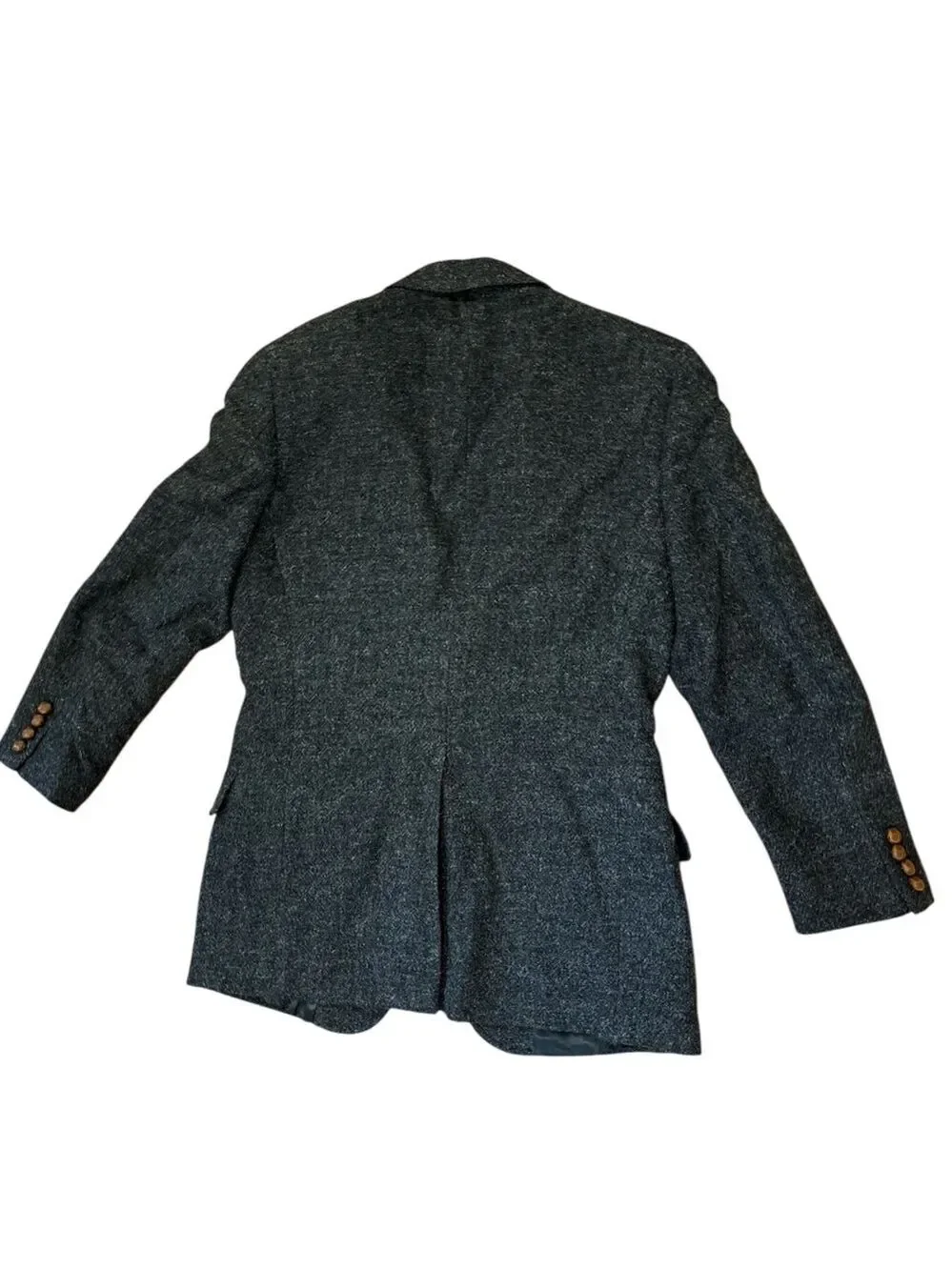 80s RALPH LAUREN WOOL BLUE BLAZER W LEATHER BUTTONS ECLECTIC GRANDPA SZ 36R